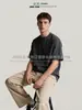 Camiseta de Algodón Puro de Doble Hilo Pesado para Hombre, Manga Corta, Verano, Marca de Moda, Cuello Redondo, Corte Holgado, Color Sólido, Estilo Retro Americano