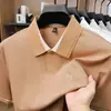 Camiseta tipo Polo Leishbert de Fibra de Bambú y Nylon Elástico Sin Costuras para Hombre de Manga Corta Camiseta de Manga Corta Transpirable de Verano sin Planchar