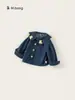 Ropa Infantil Youbao Camisa de Mezclilla para Niñas con Cuello de Muñeca, Dulce Top Infantil, Versátil Chaqueta Nueva para Niños Pequeños de Primavera y Otoño