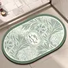 Tapete de Chão de Diatomita Floral Fresco Simples para Porta de Banheiro Resistente ao Desgaste Antiderrapante Tapete Absorvente de Água Secagem Rápida