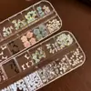 Decorações de Unhas Tendência 12 Compartimentos Strass para Unhas Flor Rosa Gelo Transparente Laço Pérola Strass Redondo Strass de Fundo Plano para Unhas Postiças
