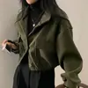 Abrigo de lana casual holgado de longitud corta, estilo coreano, de cuello alto, moderno y genial, para otoño e invierno, de nicho, para mujer
