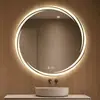 Espejo inteligente redondo para hotel transfronterizo, espejo iluminado, espejo de maquillaje con luces, espejo de baño, luz LED antivaho, montado en la pared