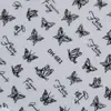 Pegatina de mariposa pintada a mano para uñas, mariposa simple retro en blanco y negro, pegatina de uñas tridimensional con joya DH681