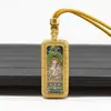 Aleación 3X1 Mini Colgante Thangka Pintado a Mano Dios de la Fortuna Dorado Zakiram Colgante Thangka Collar Venta al por Mayor