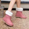 Zapatos de Lluvia con Suela Suave para Mujer, Moda de Invierno, Ropa de Exterior con Forro de Felpa, Zapatos de Agua Impermeables Antideslizantes Nuevos, Zapatos de Goma para Cocina