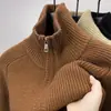Cárdigan de Cuello Alto Suéter de Punto para Hombre Chaqueta de Punto Otoño e Invierno para Hombre Doble Cremallera Media Cremallera Jerséi Grueso Estilo Moderno