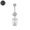 Anillo de Ombligo Mariposa con Circonita Incrustada y Flor de Loto Aleación de Titanio G23 Más Vendido en Amazon Clavo de Ombligo de Mariposa F136