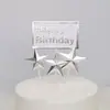 Cumpleaños Dorado Nueva Estrella de Cinco Puntas Tarjeta Feliz Estrella Amor Mesa de Postres Disfraz Bandera de Pastel Enchufe