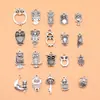 Set de 20 Accesorios de Joyería Colgante Pequeño de Búho de Plata Antigua, 20 Estilos, 1 de Cada Uno, alrededor de 21g por Set