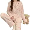 Pijama para Primavera e Outono, Conjunto de Roupa de Casa Listrado de Manga Longa para Meninas, Pode Ser Usado Fora de Casa, Atacado Transfronteiriço, Estilo Doce e Fofo