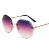 Gafas de Sol Estilo Nuevo para Mujer, Sin Marco, Corte de Diamante, Lentes Poligonales, Gafas de Sol Modernas Anti-UV, Gafas para Mujer