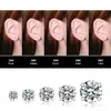 Pendientes de Acero Inoxidable con Circonita de Venta Caliente con Cierre de Mariposa, Pendientes Sencillos de Acero Inoxidable Integrados de Cuatro Garras, Venta al por Mayor de Fábrica