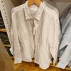 Ropa japonesa para hombre y mujer, primavera 25, nueva camisa de rayas de cáñamo francés/camisa de manga larga, abrigo informal C474509