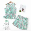 [Dropshipping/Venta al por mayor] Conjunto de pijama de verano para mujer con top de punto de algodón, estampado de dibujos animados, ropa de casa, talla grande