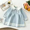 Vestido de Tricô Outono e Inverno Infantil Meninas Novo Cor Doce Gola Alta Saia de Tricô Bebê Estiloso Aniversário Vestido Princesa