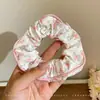 Scrunchie lenço quadrado estilo pastoral francês para meninas e crianças, elástico de cabelo doce com laço para coques, acessório de cabelo