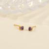 Aretes de Amatista Natural Yuebao Jewelry Plata Esterlina S925 Chapado en Oro Cuentas Redondas Cuatro Garras Durmiente Aretes de Tuerca de Plata Libre en Stock