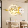 Pintura Decorativa de Restaurante Estilo Moderno Simples com Relógio, Arte de Parede com Fundo de Pedra e Arenito Pintura para Pendurar na Parede