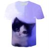 Camiseta Unisex Gato Espacio Galaxia 2024 para Hombre y Mujer Ropa Animal Rayo Harajuku Top Camiseta Manga Corta