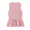 Z Estilo Europeu e Americano Transfronteiriço 2026 Nova Moda Elegante Roupas Femininas Atacado Top Listrado sem Mangas com Laço 3897120