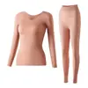 Roupas de Beleza para a Pele com Ácido Hialurônico para Outono e Inverno Decote Baixo Sem Costura Hidratante Manga Longa Roupas de Outono Alta Elasticidade Térmica Roupa Íntima Feminina Camiseta Básica Ultra Fina
