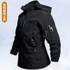 Jaqueta com Capuz à Prova d'Água Resistente ao Desgaste com Veludo Adicional para Outono e Inverno Roupa de Trabalho Transfronteiriça Outdoor Jaqueta com Capuz Ciclismo Pesca Selvagem Top