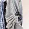 Cardigan de Punto de Lana Fina de Primavera Moda Simple Cuello Redondo Bajo con Perlas Doradas Nueva Chaqueta de Terciopelo Estilo Coreano para Mujer