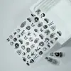 Pegatinas de uñas de calavera de Halloween transfronterizas, pegatinas de arte de uñas con lámina de oro en relieve 3D, pegatinas de arte de uñas de estilo oscuro simple