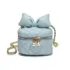 Bolsa de Ombro Única Estilo Coreano para Meninos e Meninas, Laço Fofo, Bolsa Caixa Rombus da Moda para Crianças, Nova Bolsa de Corrente para Crianças, Tendência