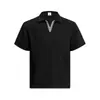 Camiseta de Manga Corta con Cuello de Solapa Patchwork a Cuadros para Hombre Verano Estilo Europeo y Americano Marca de Moda Diseño de Cuello en V Camisa Polo Casual