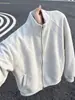Tacto suave / Camisa de manga corta retro versátil holgada para hombre Verano 2025 Gris Blanco-Gris
