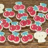 Suéter Cardigan Cartoon Cereja Vermelha Fruta Fofa Botão Decoração Tamancos Material para Diário Manual DIY Pacote