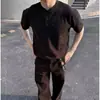 Camiseta tipo Polo Henley de Manga Corta para Hombre, Estilo Retro Americano de Alta Gama, Peso Pesado, Estilo Old Money, Casual, Ajuste Delgado, Tejida
