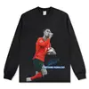 Transfronterizo Europeo y Americano Retro CR7 Gesto de Mano Icónico Impresión Directa Digital Oversize Cuello Pequeño Versátil Manga Corta