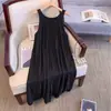 Vestido francés de moda estilo coreano talla grande para mujer 2026, sin mangas tipo top de tirantes con pliegues, adelgazante y elegante