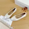 Versión de Piel de Oveja de Zapatos Planos tipo Bailarina de Color Uva con Suela Suave para Mujer, Zapatos Bajos Individuales de Punta Cuadrada con Lazo