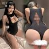 Feimu Macacão Sexy Puro Desejo Recorte Revelador de Seios Macacão Rasgável Malha Sedutora Lingerie Sexy 7500