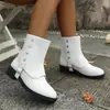 Novedad Otoño e Invierno 2025 Moda Transfronteriza Estilo Coreano Botines Cortos para Mujer Estilo Elegante y Suave Punta Cuadrada Tacón Grueso Botas para Mujer Venta al por Mayor