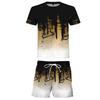 Traje de dos piezas para hombre, camiseta de manga corta con estampado digital, pantalones cortos y talla grande, deportivo, informal, de comercio exterior transfronterizo