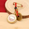 Dinheiro dos Cinco Imperadores Latão Cinábrio Doze Signos do Zodíaco Pingente Giratório Atrai-Dinheiro Giratório Ornamento de Mão Pingente de Chaveiro