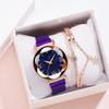 Reloj para mujer con imán de transmisión en vivo Cara de cielo estrellado imán Milán con pulsera de estrella del sur traje reloj de regalo