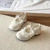 Zapatos de Princesa para Niñas 2026 Nuevos Zapatos de Verano para Niños Tacones Altos Rosa Cuero Lolita Zapatos Individuales para Niñas Pequeñas