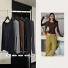 Conjunto térmico de lana para otoño e invierno, diseñado para moldear suavemente la figura sin apretar, con un ajuste suave y cómodo, perfecto como capa interior para mujer