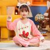 Pijama de Franela para Niños Otoño e Invierno Traje Niño Pequeño Dibujos Animados Niño Grande Terciopelo de Coral Cálido Ropa de Casa para Niñas