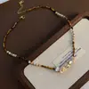Collar de Piedra Ojo de Tigre con Cuentas Estilo Retro Maillard Otoño e Invierno Cadena para Clavícula Collar Elegante de Moda Joyería para Mujeres Alta Gama
