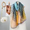 Bufanda de Seda Fina Suave Transpirable para Primavera y Verano Bufanda Larga de Algodón y Lino Color Contrastante de Gama Alta Protección para el Cuello en Habitaciones con Aire Acondicionado Chal Protección Solar Bufanda de Gasa