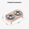 Tazón Doble para Mascotas de Acero Inoxidable Antivuelco Antifugas Cuello Protector Extraíble Alimentador
