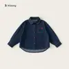 Bangxuan Huzhou Zhili Ropa Infantil Camisas Infantiles Primavera y Otoño Nuevo Chal Rojo Chaqueta Vaquera para Niñas Tops Modernos para Niños