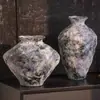 Jingdezhen Estilo Chino Nuevo Jarrón de Cerámica Rugosa Tarro de Cerámica Estilo Wabi-Sabi Decoración B&B Camuflaje Azul Adornos para Arreglos Florales